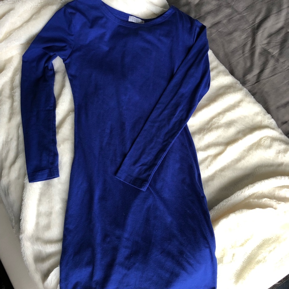 Blue tight mini dress